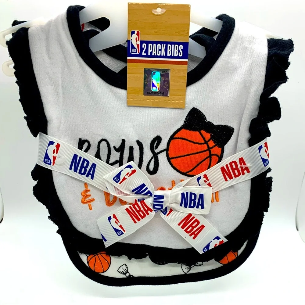NBA NEW 2 Pack Future Baller Boys Baby Bibs NETS Team Fan Sports NY Brooklyn